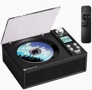Portable Retro CD Player with Bluetooth, USB, TF Card & FM Radio, Rechargeable Home Stereo Speaker System with Remote Control, MP3 CD Player Black Portable Retro CD Player with Bluetooth, USB, TF Card & FM Radio, Rechargeable Home Stereo Speaker System with Remote Control, MP3 CD Player Black