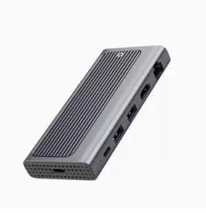 USB-C Hub with M.2 SSD Enclosure, 6-in-1 USB 3.2 Gen 2 Docking Station, 10Gbps Data Transfer, 4K@60Hz HDMI, Gigabit Ethernet, PD 100W Charging for Laptop MacBook USB-C Hub with M.2 SSD Enclosure, 6-in-1 USB 3.2 Gen 2 Docking Station, 10Gbps Data Transfer, 4K@60Hz HDMI, Gigabit Ethernet, PD 100W Charging for Laptop MacBook