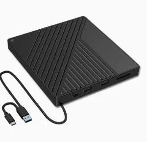 5-in-1 External DVD Burner USB Drive, Portable CD DVD RW Writer with SD TF Card Reader & USB Hub, Dual Interface Optical Drive for Laptop Desktop PC Mac Computer 5-in-1 External DVD Burner USB Drive, Portable CD DVD RW Writer with SD TF Card Reader & USB Hub, Dual Interface Optical Drive for Laptop Desktop PC Mac Computer