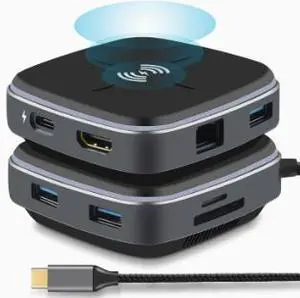 9-in-1 USB C Hub Docking Station, Type-C Adapter with HDMI, USB 3.0, Gigabit Ethernet, SD/TF Card Reader for MacBook Laptop PC 9-in-1 USB C Hub Docking Station, Type-C Adapter with HDMI, USB 3.0, Gigabit Ethernet, SD/TF Card Reader for MacBook Laptop PC