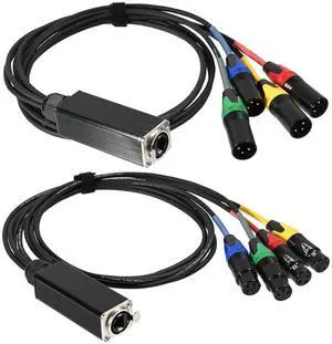 4-Channel XLR Snake to Ethercon Cable, XLR Audio Over Ethernet Cat5/Cat6 Extension Cable for Stage, Studio, Lighting, 3 Ft (1 Male+1 Female) 4-Channel XLR Snake to Ethercon Cable, XLR Audio Over Ethernet Cat5/Cat6 Extension Cable for Stage, Studio, Lighting, 3 Ft (1 Male+1 Female)