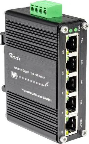 Mini Industrial 5 Port Gigabit Switch Ethernet Switch,Unmanaged Network Switch Ethernet Hub with 5 x RJ45 Port 10/100/1000Mbps,12~48VDC,Din-Rail, Wall Mountable Mini Industrial 5 Port Gigabit Switch Ethernet Switch,Unmanaged Network Switch Ethernet Hub with 5 x RJ45 Port 10/100/1000Mbps,12~48VDC,Din-Rail, Wall Mountable