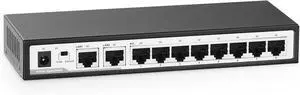 10 Port Gigabit Switch, 8 x 100/1000Mbps Ports, 2 Gigabit Uplink, Support Vlan, Metal Fanless Unmanaged Plug and Play YuLinca Ethernet Switch 10 Port Gigabit Switch, 8 x 100/1000Mbps Ports, 2 Gigabit Uplink, Support Vlan, Metal Fanless Unmanaged Plug and Play YuLinca Ethernet Switch