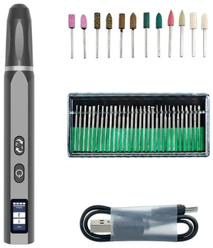 Mini Electric Rotary Tool Kit, 42-in-1 Cordless Engraving and Polishing Pen, 5W, 20000 RPM, 2.35mm Collet, for Nail Art, Jade Carving, Grinding and DIY Crafts, Gunmetal Gray