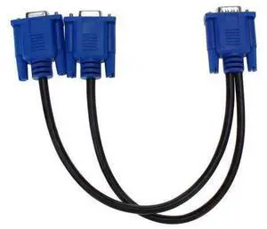 VGA Monitor Y-Splitter Cable,VGA 1 Male to Dual 2 VGA Female Adapter Converter Video Cable for Screen Duplication - 1 Foot VGA Monitor Y-Splitter Cable,VGA 1 Male to Dual 2 VGA Female Adapter Converter Video Cable for Screen Duplication - 1 Foot