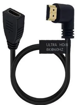 2 Feet 48Gbps HDMI 8K@60Hz Extension Ultra HD Cable, Straight Female to Left Angle Male HDMI 2.1 Extender High Speed Shield Cord for Xbox TV PS4 PS5 Switch, Support 4K@120Hz, 3D Dynamic HDR 2 Feet 48Gbps HDMI 8K@60Hz Extension Ultra HD Cable, Straight Female to Left Angle Male HDMI 2.1 Extender High Speed Shield Cord for Xbox TV PS4 PS5 Switch, Support 4K@120Hz, 3D Dynamic HDR