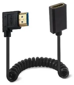 4ft HDMI 8K@60Hz Extension Coiled Cable, 90 Degree Right Angle HDMI 2.1 Version Male to Female Extender Adapter Shield Spiral Spring Cord, Dynamic HDR, 48Gbps High Speed 4ft HDMI 8K@60Hz Extension Coiled Cable, 90 Degree Right Angle HDMI 2.1 Version Male to Female Extender Adapter Shield Spiral Spring Cord, Dynamic HDR, 48Gbps High Speed