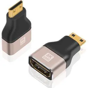 8K Mini HDMI to HDMI Adapter (2 Pack), 48Gbps, Supports 8K@60Hz, 4K@120Hz, 3D, ARC, for Portable, PVC & Metal Body, Laptop, Camera, Projector, TV, Gaming 8K Mini HDMI to HDMI Adapter (2 Pack), 48Gbps, Supports 8K@60Hz, 4K@120Hz, 3D, ARC, for Portable, PVC & Metal Body, Laptop, Camera, Projector, TV, Gaming