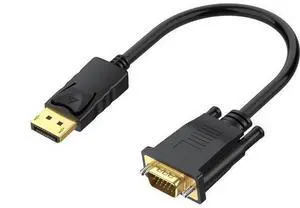 Short DisplayPort to VGA Cable 1.5 Feet, Computer DP Display Port to VGA Monitor/Projector Adapter Cord Male to Male HD Video 1080P for Computer, Monitor, TV, Projector Short DisplayPort to VGA Cable 1.5 Feet, Computer DP Display Port to VGA Monitor/Projector Adapter Cord Male to Male HD Video 1080P for Computer, Monitor, TV, Projector