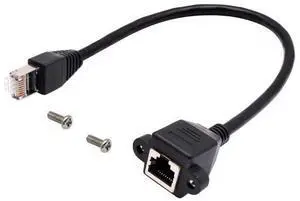 Cat 6 Ethernet Network Cable RJ45 Male to Female Shielded Ethernet Network Connector Screw Panel Mount Extension Cable for Router, Modem (0.3M/1ft) Cat 6 Ethernet Network Cable RJ45 Male to Female Shielded Ethernet Network Connector Screw Panel Mount Extension Cable for Router, Modem (0.3M/1ft)