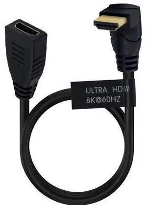 2 Feet 48Gbps HDMI 8K@60Hz Extension Ultra HD Cable, Straight Female to Up Angle Male HDMI 2.1 Extender High Speed Shield Cord for Xbox TV PS4 PS5 Switch, Support 4K@120Hz, 3D Dynamic HDR 2 Feet 48Gbps HDMI 8K@60Hz Extension Ultra HD Cable, Straight Female to Up Angle Male HDMI 2.1 Extender High Speed Shield Cord for Xbox TV PS4 PS5 Switch, Support 4K@120Hz, 3D Dynamic HDR