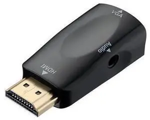 Gold-Plated HDMI-compatible to VGA Converter Adapter w/ 3.5mm Audio Port for PC, Laptop, DVD, Desktop and other HDMI-compatible Input to VGA output Devices - Black- 1920x1080p Gold-Plated HDMI-compatible to VGA Converter Adapter w/ 3.5mm Audio Port for PC, Laptop, DVD, Desktop and other HDMI-compatible Input to VGA output Devices - Black- 1920x1080p