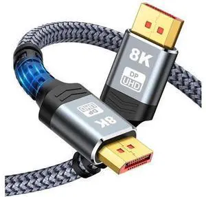 DisplayPort Cable 1.4, 8K DP Cable 3.3FT (8K@60Hz, 4K@144Hz, 1080P@240Hz) HBR3 Support 32.4Gbps, HDCP 2.2, HDR10 FreeSync G-Sync for Gaming Monitor 3090 Graphics PC (Grey) 3.3 ft. DisplayPort Cable 1.4, 8K DP Cable 3.3FT (8K@60Hz, 4K@144Hz, 1080P@240Hz) HBR3 Support 32.4Gbps, HDCP 2.2, HDR10 FreeSync G-Sync for Gaming Monitor 3090 Graphics PC (Grey) 3.3 ft.