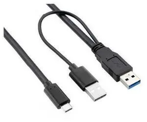 Type-C USB-C to USB 3.0 Male & USB 2.0 Dual Power Data Y Cable for Laptop & Hard Disk 60cm Type-C USB-C to USB 3.0 Male & USB 2.0 Dual Power Data Y Cable for Laptop & Hard Disk 60cm