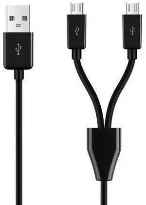 2 in 1 USB A to Dual Micro USB Charging & Sync Adapter Cable - 0.2m, Black 2 in 1 USB A to Dual Micro USB Charging & Sync Adapter Cable - 0.2m, Black