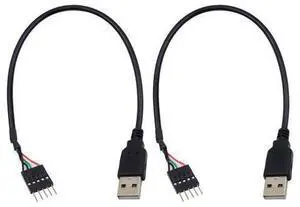 USB to USB Motherboard Header Cable, USB 2.0 Type A Male to 5 Pin Male Header Dupont Cable Cord 30CM/12IN (2 Pack) USB to USB Motherboard Header Cable, USB 2.0 Type A Male to 5 Pin Male Header Dupont Cable Cord 30CM/12IN (2 Pack)