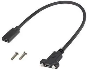 3.1Type C to USB C Panel Mount Screw Cable Gen 2 (3A) USB 3.1 Type C Female to Female Panel Mount Cable, Supports Charging,Data,Audio,Video Cable for Laptop,Tablet,Mobile Phone(0.3M/1ft) 3.1Type C to USB C Panel Mount Screw Cable Gen 2 (3A) USB 3.1 Type C Female to Female Panel Mount Cable, Supports Charging,Data,Audio,Video Cable for Laptop,Tablet,Mobile Phone(0.3M/1ft)