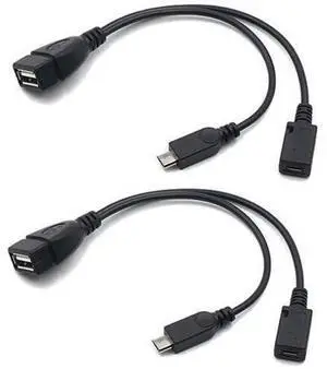 2-in-1 Micro USB to USB Adapter (OTG Cable + Power Cable) for Fire Stick, PlayStation Classic and More - 2 Pack 2-in-1 Micro USB to USB Adapter (OTG Cable + Power Cable) for Fire Stick, PlayStation Classic and More - 2 Pack