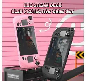 IINE Protective Case for Steam Desk OLED, Steamdesk OLED Silicone Cover Case, 9-in-1 Protective Silicone Shell with Anti-Scratch Cover Protector, Steam Deck OLED Accessories Set,Pink IINE Protective Case for Steam Desk OLED, Steamdesk OLED Silicone Cover Case, 9-in-1 Protective Silicone Shell with Anti-Scratch Cover Protector, Steam Deck OLED Accessories Set,Pink