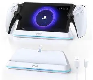 IINE Charging Dock Station for PlayStation Portal, Charger Stand for PS Portal with RGB Light and Magnetic Type C Port, Non-Slip Charge Base Holder for PlayStation 5 Portal Console (White) IINE Charging Dock Station for PlayStation Portal, Charger Stand for PS Portal with RGB Light and Magnetic Type C Port, Non-Slip Charge Base Holder for PlayStation 5 Portal Console (White)