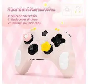 GeekShare Controller Skin Set Compatible with Xbox Series X, Soft Silicone Protective Cover with 2 Thumb Grip Caps and 2 Stickers - Star Wings Series (Pink) GeekShare Controller Skin Set Compatible with Xbox Series X, Soft Silicone Protective Cover with 2 Thumb Grip Caps and 2 Stickers - Star Wings Series (Pink)