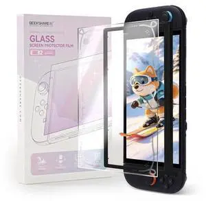 GeekShare Premium High-Aluminum Tempered Glass Screen Protector for Switch 2 - Secret Art Visible When Powered Off, Includes Positioning Frame, Ultra HD Clear(1-Pack) - Strawberries with Cream GeekShare Premium High-Aluminum Tempered Glass Screen Protector for Switch 2 - Secret Art Visible When Powered Off, Includes Positioning Frame, Ultra HD Clear(1-Pack) - Strawberries with Cream