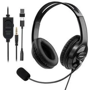 Wired Gaming Headset with Mic for PS5/PS4/Xbox/Switch/PC/Laptop/Tablet/Phone, Over-Ear Headphones with USB-A/C & 3.5mm Jacks/360° Rotating Microphone/In-line Control for Home Office Business Work Wired Gaming Headset with Mic for PS5/PS4/Xbox/Switch/PC/Laptop/Tablet/Phone, Over-Ear Headphones with USB-A/C & 3.5mm Jacks/360° Rotating Microphone/In-line Control for Home Office Business Work