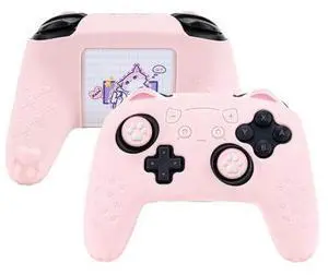GeekShare Cat Paw Controller Skin Grips Set - Switch Pro Compatible - Anti-Slip Silicone Protective Cover Case - Joystick Caps - Pink GeekShare Cat Paw Controller Skin Grips Set - Switch Pro Compatible - Anti-Slip Silicone Protective Cover Case - Joystick Caps - Pink