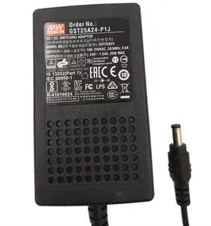 GST25A24-P1J Desktop AC Adapter, 25W 24V 1.04A, DC P1J Barrel Plug, 2.1mm I.D. x 5.5mm O.D. x 11mm Center Positive Female, 3 Pole AC Inlet IEC320-C14, Input: 85~264VAC, Level VI GST25A24-P1J Desktop AC Adapter, 25W 24V 1.04A, DC P1J Barrel Plug, 2.1mm I.D. x 5.5mm O.D. x 11mm Center Positive Female, 3 Pole AC Inlet IEC320-C14, Input: 85~264VAC, Level VI