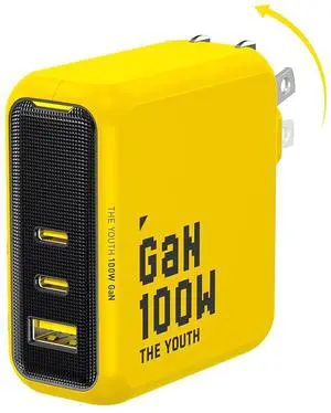 Youth 100W GaN USB C Wall Charger, 3-Port Laptop Fast Charger Type C Power Adapter PPS PD for MacBook Pro/Air, iPad Pro, iPhone 17/16 Pro Max, Galaxy S24 Ultra/Note, Pixel, Steam Deck, Yellow Youth 100W GaN USB C Wall Charger, 3-Port Laptop Fast Charger Type C Power Adapter PPS PD for MacBook Pro/Air, iPad Pro, iPhone 17/16 Pro Max, Galaxy S24 Ultra/Note, Pixel, Steam Deck, Yellow
