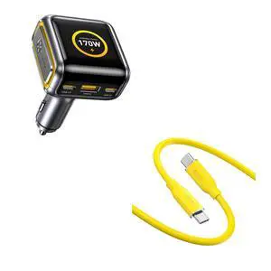 170W Car Charger with Smart LED Display 140W PD 3.1 USB C Fast Charging Car Adapter with AOHI 140W USB C Cable PD 3.1 Type C Fast Charging Cable 170W Car Charger with Smart LED Display 140W PD 3.1 USB C Fast Charging Car Adapter with AOHI 140W USB C Cable PD 3.1 Type C Fast Charging Cable