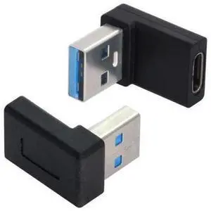 USB-C Type C Female 90 Degree Up Angled to USB 3.0 A Male Data Adapter USB-C Type C Female 90 Degree Up Angled to USB 3.0 A Male Data Adapter