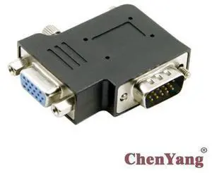 Vertical Flat Right Angled 90 Degree VGA SVGA Male To Female extension Adapter BK Vertical Flat Right Angled 90 Degree VGA SVGA Male To Female extension Adapter BK