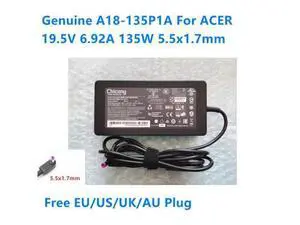 Chicony 19.5V 6.92A 135W A18-135P1A AC Adapter For ACER ASPIRE7 SERIES NITRO 5 AN515 Laptop Power Supply Charger Chicony 19.5V 6.92A 135W A18-135P1A AC Adapter For ACER ASPIRE7 SERIES NITRO 5 AN515 Laptop Power Supply Charger