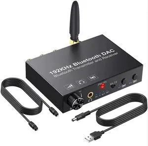 192KHz DAC Digital to Analog Audio Converter Bluetooth5.0 Transmitter Receiver with aptX HD aptx Low Latency Wireless Audio Adapter 192KHz DAC Digital to Analog Audio Converter Bluetooth5.0 Transmitter Receiver with aptX HD aptx Low Latency Wireless Audio Adapter