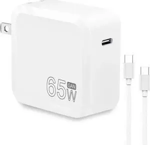 USB C Charger Block, 65W GaN Adapter with 6FT Type C Cable, Fast Charging Foldable Charger for i-Ph-one 15/14/13/12/11/Pro Max/XS/XR/X,Galaxy,i-P-ad Pro/Air/Mini,Ma-c-Book Pro/Air and More (White) USB C Charger Block, 65W GaN Adapter with 6FT Type C Cable, Fast Charging Foldable Charger for i-Ph-one 15/14/13/12/11/Pro Max/XS/XR/X,Galaxy,i-P-ad Pro/Air/Mini,Ma-c-Book Pro/Air and More (White)