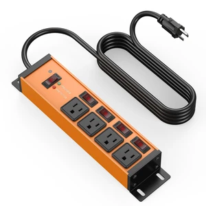Magnetic Heavy Duty Surge Protector, 12 Gauge, Orange, 25FT, 1 Individual Switches, Outdoor Extension Cord with Multiple Outlets, Wall Mount Plug Extender, Grounding, Garage Power Strip Magnetic Heavy Duty Surge Protector, 12 Gauge, Orange, 25FT, 1 Individual Switches, Outdoor Extension Cord with Multiple Outlets, Wall Mount Plug Extender, Grounding, Garage Power Strip