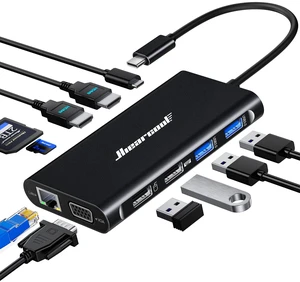 USB C Docking Station, 11-in-1 Dock, HDMI, VGA, Ethernet, Black Triple display via 2 HDMI and VGA; plug-and-play, 100W PD, USB and SD/TF; compatible for HP, Dell and Lenovo USB C laptops USB C Docking Station, 11-in-1 Dock, HDMI, VGA, Ethernet, Black Triple display via 2 HDMI and VGA; plug-and-play, 100W PD, USB and SD/TF; compatible for HP, Dell and Lenovo USB C laptops