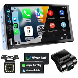 Double Din Car Stereo with Dash Cam,7 Inch Full HD Touchscreen Car Audio Receiver Support Carplay and Android Auto,Car Stereo with Bluetooth,Mirror Link,Backup Camera,FM/USB/AUX/Subwoofer Double Din Car Stereo with Dash Cam,7 Inch Full HD Touchscreen Car Audio Receiver Support Carplay and Android Auto,Car Stereo with Bluetooth,Mirror Link,Backup Camera,FM/USB/AUX/Subwoofer
