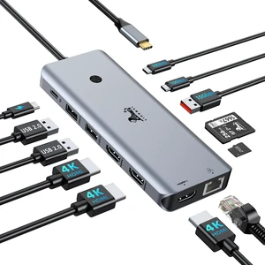 USB C Docking Station Multiport Adapter with Triple Monitor 3 HDMI 12-IN-1 Laptop Docking Station with 4K@60Hz,Ethernet,10Gbps USB 3.1,PD 100W,Screen On/Off Button for Laptop/Windows/macOS USB C Docking Station Multiport Adapter with Triple Monitor 3 HDMI 12-IN-1 Laptop Docking Station with 4K@60Hz,Ethernet,10Gbps USB 3.1,PD 100W,Screen On/Off Button for Laptop/Windows/macOS