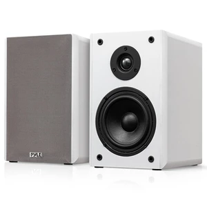 5.25 Wired Bookshelf Speakers Pair 2-Way HiFi Home Theater Stereo Speakers with Soft Dome Tweeter, Paper Cone Woofer & Wall Mount Brackets Compact Speaker System, White 5.25 Wired Bookshelf Speakers Pair 2-Way HiFi Home Theater Stereo Speakers with Soft Dome Tweeter, Paper Cone Woofer & Wall Mount Brackets Compact Speaker System, White