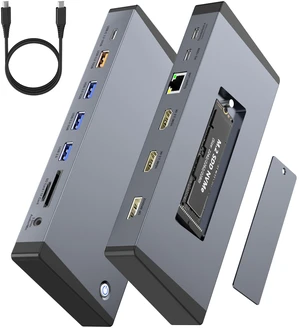 Laptop Docking Station 3 Monitors for Dell/HP/Lenovo/Mac, 15 in 1 USB C Docking Station Dual Monitor with M.2 NVMe SSD Slot, 4K@60Hz Triple Display Dock with HDMI/Displayport/PD/LAN/SD/TF/10Gbps USB Laptop Docking Station 3 Monitors for Dell/HP/Lenovo/Mac, 15 in 1 USB C Docking Station Dual Monitor with M.2 NVMe SSD Slot, 4K@60Hz Triple Display Dock with HDMI/Displayport/PD/LAN/SD/TF/10Gbps USB