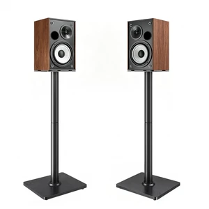 Speaker Stands Pair, 30" Fixed Height, 55lbs Weight Capacity,Wooden Base 55lbs Weight Capacity, 11.8" Base, Cable Management, Freestanding Speaker Floor Stand for Surround Sound,Wooden Base Speaker Stands Pair, 30" Fixed Height, 55lbs Weight Capacity,Wooden Base 55lbs Weight Capacity, 11.8" Base, Cable Management, Freestanding Speaker Floor Stand for Surround Sound,Wooden Base