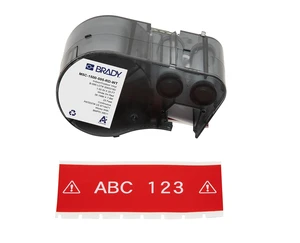 Authentic (M5C-1500-595-RD-WT) All-Weather Vinyl Labels 1.5 in W x 25ft White on Red. for use with BMP51, M510, and M511 Label Printers Authentic (M5C-1500-595-RD-WT) All-Weather Vinyl Labels 1.5 in W x 25ft White on Red. for use with BMP51, M510, and M511 Label Printers