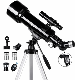 Telescope for Kids, 70mm/500mm AZ Refractor for Beginners, Black Portable telescope for kids and beginners to view the Moon and landscapes, with AZ mount, phone adapter, remote and case Telescope for Kids, 70mm/500mm AZ Refractor for Beginners, Black Portable telescope for kids and beginners to view the Moon and landscapes, with AZ mount, phone adapter, remote and case