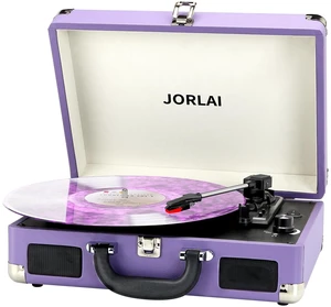 Record Player 3 Speed Vinyl with Bluetooth Vintage Turntable Built in Battery Portable Suitcase Support Aux in RCA Line Out Headphone Jack Purple Record Player 3 Speed Vinyl with Bluetooth Vintage Turntable Built in Battery Portable Suitcase Support Aux in RCA Line Out Headphone Jack Purple