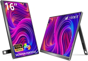 16" Portable Monitor for Laptop, 1920 * 1200P FHD IPS Travel External Screen, Dual USB-C & Mini-HDMI Blue Light Filter Eye Care Second Display with 4 Colors Kickstand, 0.3" Ultra-Slim 16" Portable Monitor for Laptop, 1920 * 1200P FHD IPS Travel External Screen, Dual USB-C & Mini-HDMI Blue Light Filter Eye Care Second Display with 4 Colors Kickstand, 0.3" Ultra-Slim