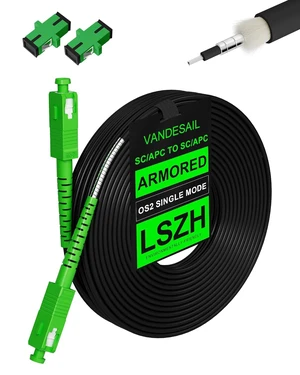 90M/295ft SC/APC Fiber Optic Internet Cable OS2 Outdoor Armored SC/APC to SC/APC Fiber Patch Cable, SC to SC Single Mode Fiber Jumper Cord SIMPLEX SMF for FTTH/FTTP Use, LSZH Black 90M/295ft SC/APC Fiber Optic Internet Cable OS2 Outdoor Armored SC/APC to SC/APC Fiber Patch Cable, SC to SC Single Mode Fiber Jumper Cord SIMPLEX SMF for FTTH/FTTP Use, LSZH Black