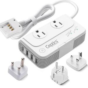 200W Travel Voltage Converter Kit for Africa w/USB Ports 220v to 110v converter, PD 18W fast charging with Type M/G/E/F SWadAPt plugs for curling irons, straighteners & travel 200W Travel Voltage Converter Kit for Africa w/USB Ports 220v to 110v converter, PD 18W fast charging with Type M/G/E/F SWadAPt plugs for curling irons, straighteners & travel