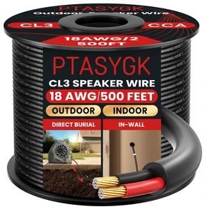 18 Gauge Outdoor Speaker Wire 500ft CL3 Direct Burial CCA Cable CL2 Rated, 2 Conductor Stranded Core, UV and Weather Resistant, No Conduit Needed Underground, Garden Patio Pool Audio 18 Gauge Outdoor Speaker Wire 500ft CL3 Direct Burial CCA Cable CL2 Rated, 2 Conductor Stranded Core, UV and Weather Resistant, No Conduit Needed Underground, Garden Patio Pool Audio